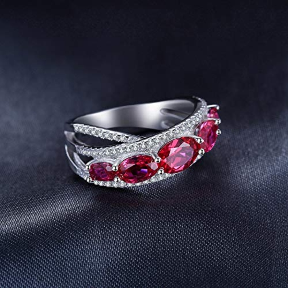 Elegant Red Ruby Sterling Silver Ring - image 1